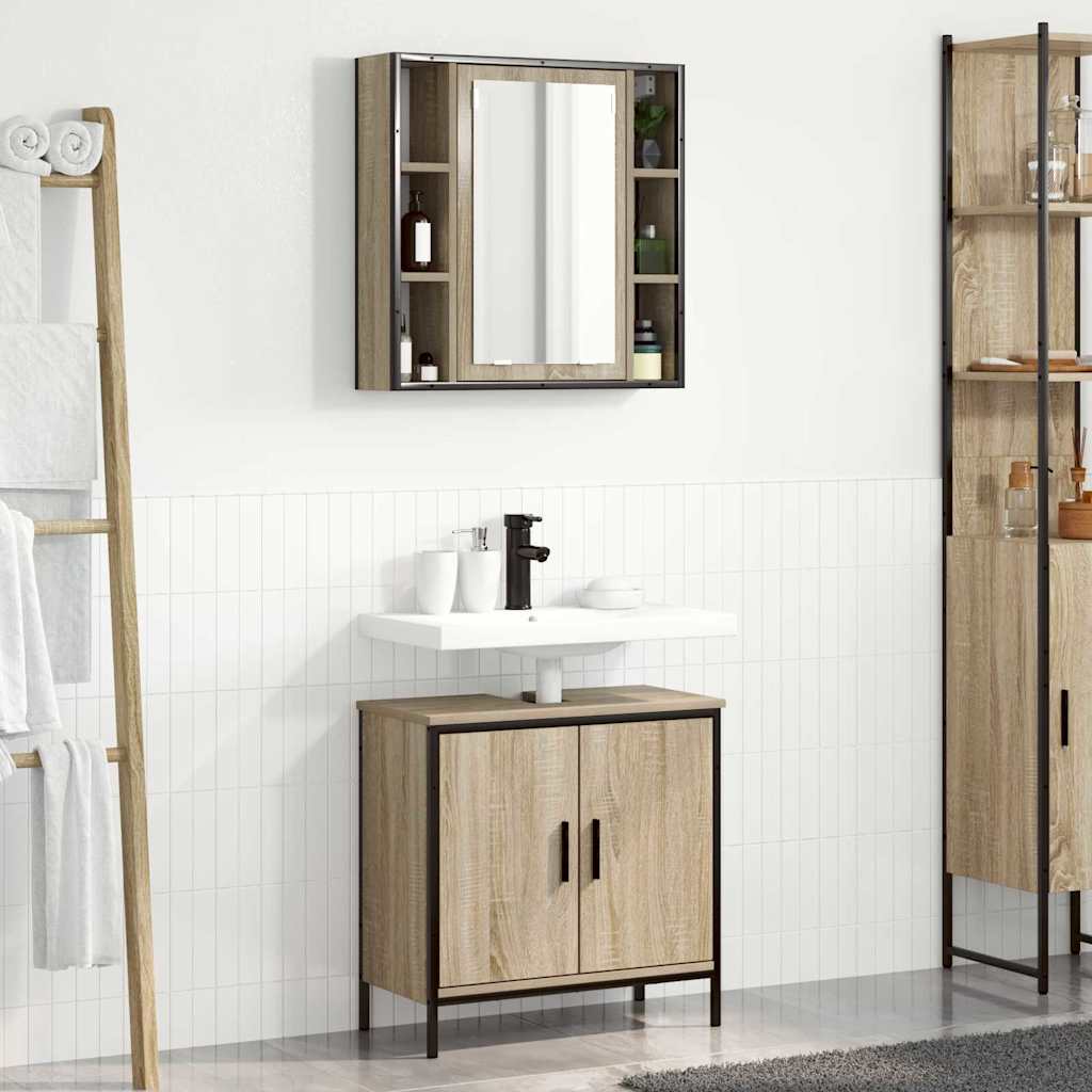 HKH Juego de armarios de baño de 2 piezas con estante - Marrón