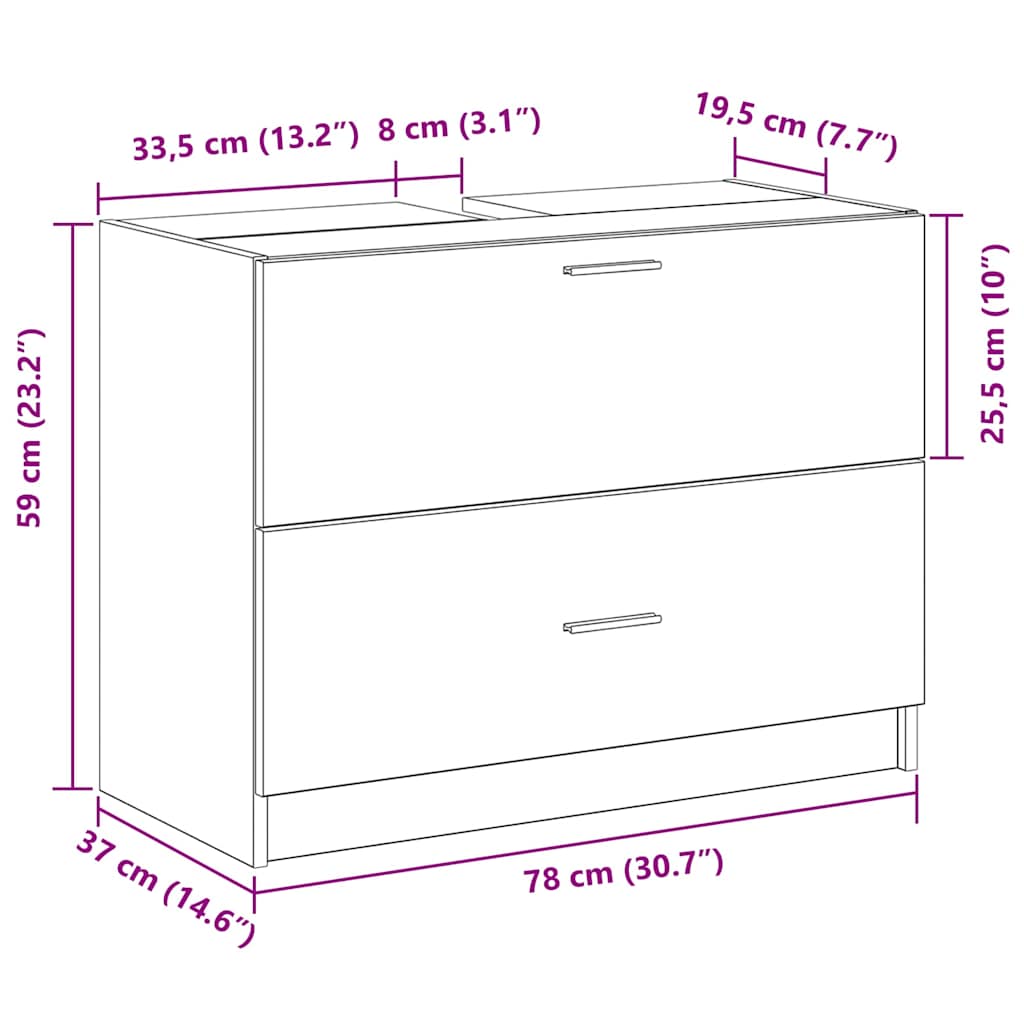 HKH Mueble de Baño con Cajón de Roble - Negro