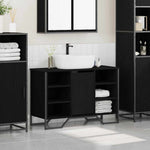 HKH Armario de lavabo de baño de roble - Negro