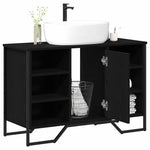 HKH Armario de lavabo de baño de roble - Negro