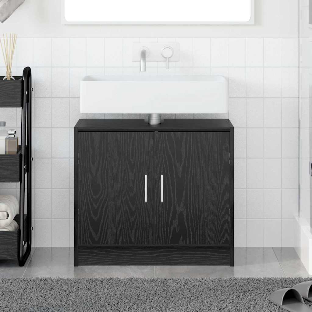HKH Armario de Baño con Puerta de Roble - Negro
