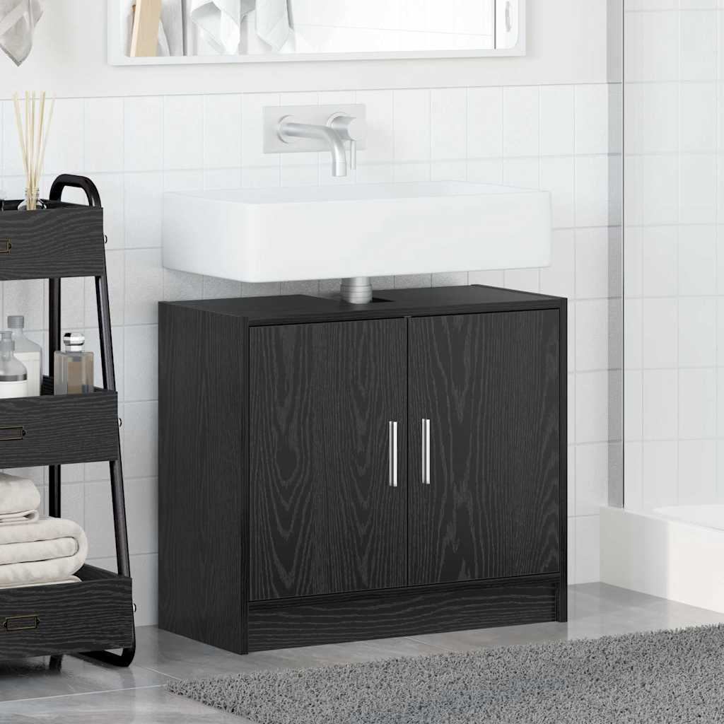 HKH Armario de Baño con Puerta de Roble - Negro