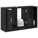 HKH Armario de Baño con Puerta de Roble - Negro