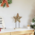 HKH Estrela de Natal Castanho de Teca Sólida em Madeira