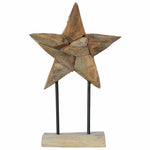 HKH Estrela de Natal Castanho de Teca Sólida em Madeira
