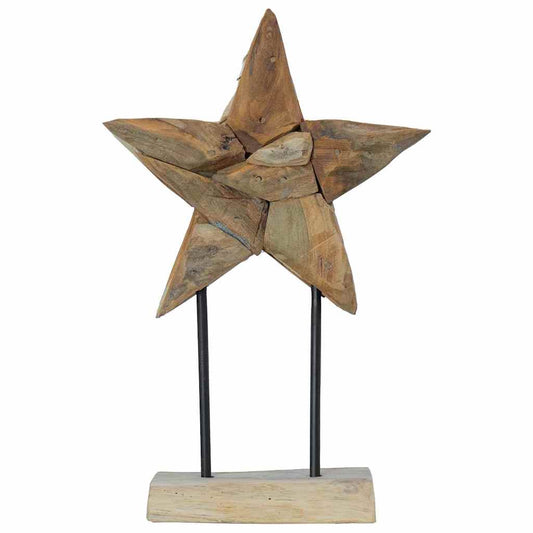 HKH Estrela de Natal Castanho de Teca Sólida em Madeira