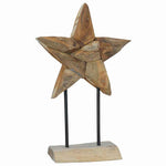HKH Estrela de Natal Castanho de Teca Sólida em Madeira