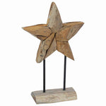 HKH Estrela de Natal Castanho de Teca Sólida em Madeira