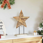 HKH Estrela de Natal Castanho de Teca Sólida em Madeira