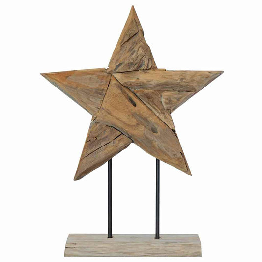 HKH Estrela de Natal Castanho de Teca Sólida em Madeira