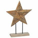 HKH Estrela de Natal Castanho de Teca Sólida em Madeira