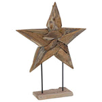 HKH Estrela de Natal Castanho de Teca Sólida em Madeira