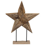 HKH Estrela de Natal Castanho de Teca Sólida em Madeira