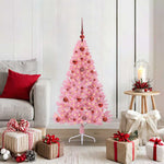 HKH Árvore de Natal Artificial Pré-Iluminada Rosa em PVC
