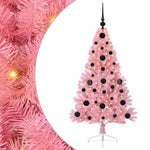 HKH Árvore de Natal Artificial Pré-Iluminada Rosa em PVC