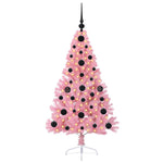 HKH Árvore de Natal Artificial Pré-Iluminada Rosa em PVC