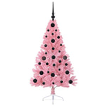 HKH Árvore de Natal Artificial Pré-Iluminada Rosa em PVC