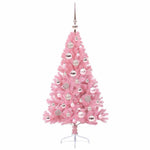 HKH Árvore de Natal Artificial Pré-Iluminada Rosa em PVC