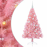 HKH Árvore de Natal Artificial Pré-Iluminada Rosa em PVC