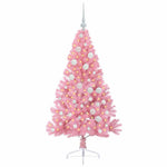 HKH Árvore de Natal Artificial Pré-Iluminada Rosa em PVC