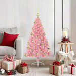 HKH Árvore de Natal Artificial Pré-Iluminada Rosa em PVC