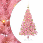 HKH Árvore de Natal Artificial Pré-Iluminada Rosa em PVC