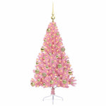 HKH Árvore de Natal Artificial Pré-Iluminada Rosa em PVC