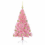 HKH Árvore de Natal Artificial Pré-Iluminada Rosa em PVC