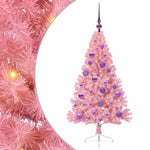 HKH Árvore de Natal Artificial Pré-Iluminada Rosa em PVC