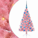 HKH Árvore de Natal Artificial Pré-Iluminada Rosa em PVC