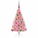 HKH Árvore de Natal Artificial Pré-Iluminada Rosa em PVC