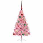 HKH Árvore de Natal Artificial Pré-Iluminada Rosa em PVC