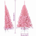 HKH Árvore de Natal Artificial Pré-Iluminada Rosa em PVC