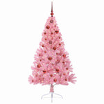 HKH Árvore de Natal Artificial Pré-Iluminada Rosa em PVC