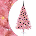 HKH Árvore de Natal Artificial Pré-Iluminada Rosa em PVC