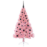 HKH Árvore de Natal Artificial Pré-Iluminada Rosa em PVC