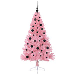 HKH Árvore de Natal Artificial Pré-Iluminada Rosa em PVC
