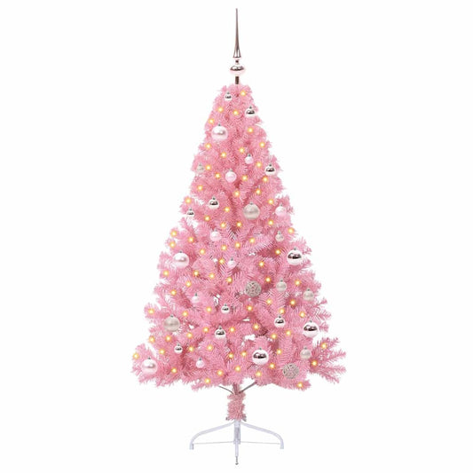 HKH Árvore de Natal Artificial Pré-Iluminada Rosa em PVC