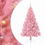HKH Árvore de Natal Artificial Pré-Iluminada Rosa em PVC