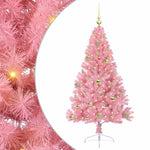 HKH Árvore de Natal Artificial Pré-Iluminada Rosa em PVC