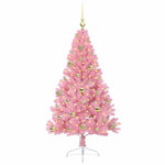 HKH Árvore de Natal Artificial Pré-Iluminada Rosa em PVC