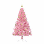 HKH Árvore de Natal Artificial Pré-Iluminada Rosa em PVC