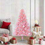 HKH Árvore de Natal Artificial Pré-Iluminada Rosa em PVC
