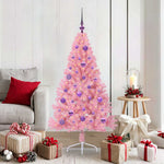 HKH Árvore de Natal Artificial Pré-Iluminada Rosa em PVC