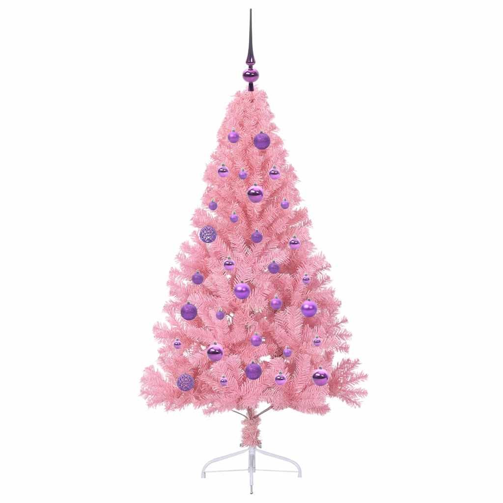 HKH Árvore de Natal Artificial Pré-Iluminada Rosa em PVC