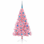 HKH Árvore de Natal Artificial Pré-Iluminada Rosa em PVC