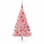 HKH Árvore de Natal Artificial Pré-Iluminada Rosa em PVC