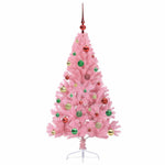 HKH Árvore de Natal Artificial Pré-Iluminada Rosa em PVC