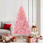 HKH Árvore de Natal Artificial Pré-Iluminada Rosa em PVC