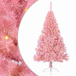 HKH Árvore de Natal Artificial Pré-Iluminada Rosa em PVC